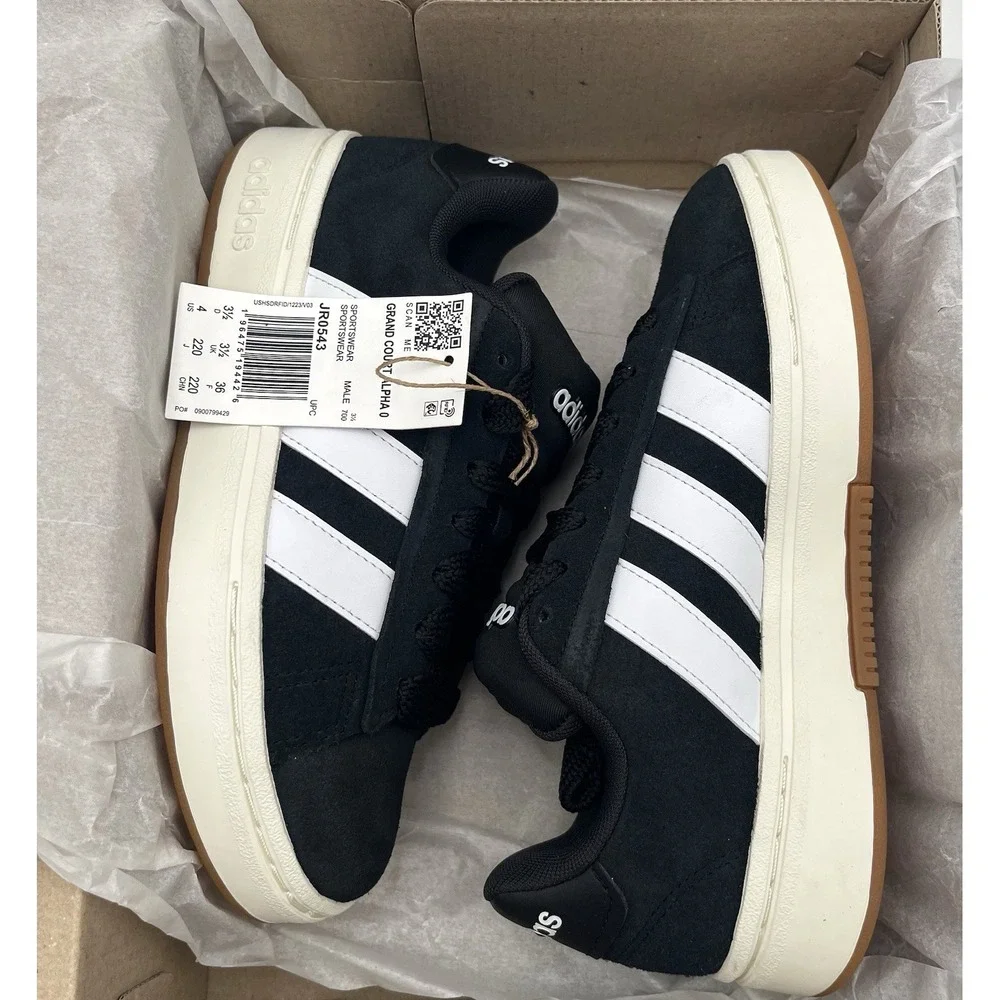 Adidas Grand Court Alpha Mens Youth Boys Classic Style Shoes Size 4 Black White‎